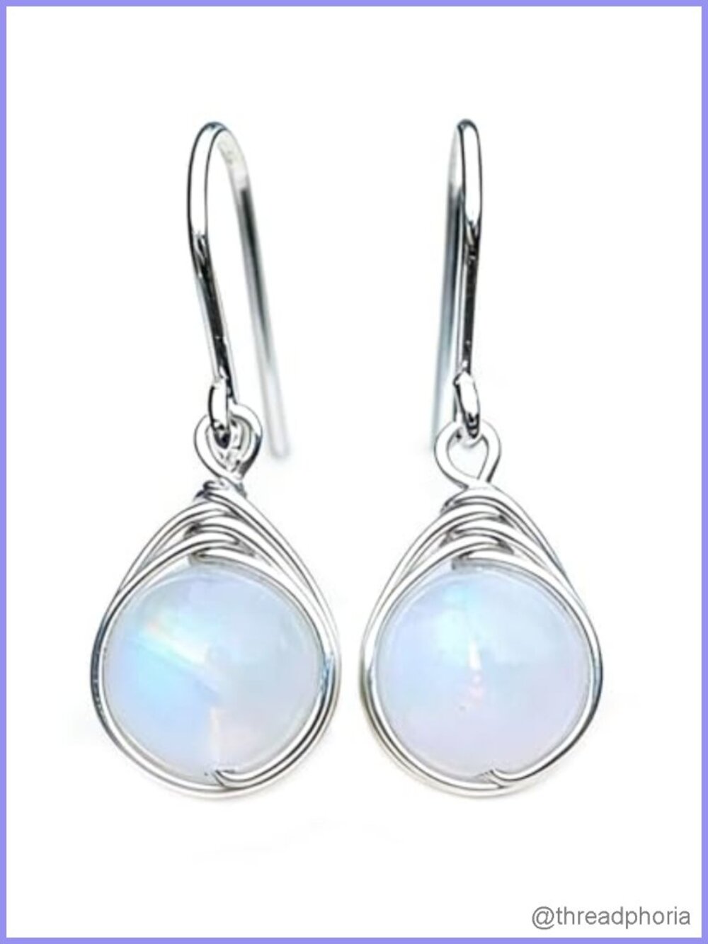 Sterling Silver Moonstone Drop Dangle Earrings Hypoallergenic